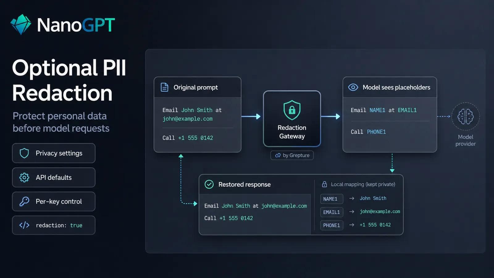 NanoGPT optional PII redaction flow
