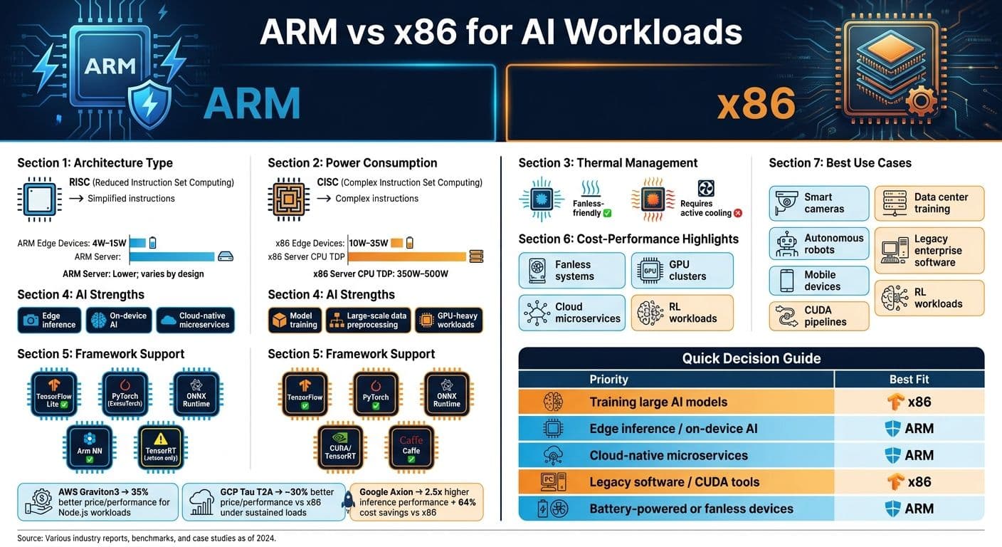 ARM vs x86 for AI: Architecture Comparison & Key Metrics
