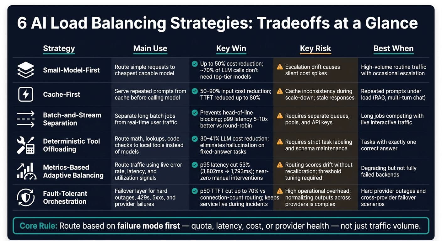 6 AI Load Balancing Strategies: Tradeoffs at a Glance
